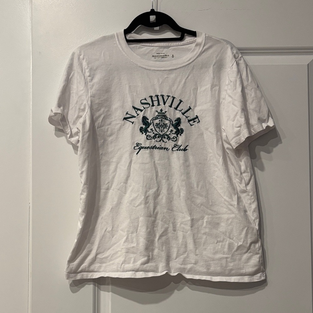 Abercrombie & Fitch Nashville Sz Med White Cotton Tee